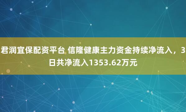 君润宜保配资平台 信隆健康主力资金持续净流入，3日共净流入1353.62万元